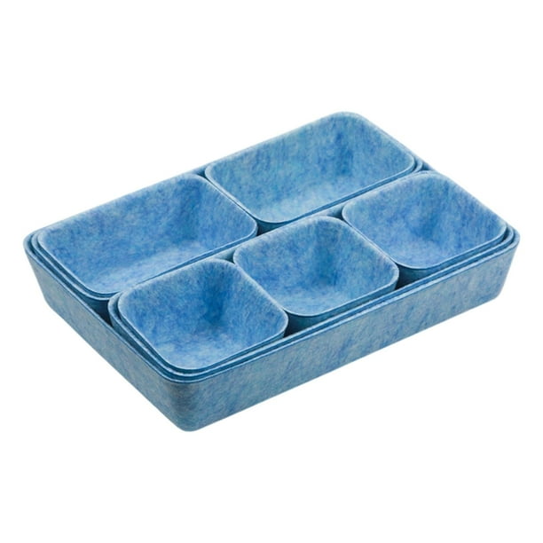 Organizador de cajones de fieltro con 8 rejillas, multifuncional, simple y separador. Azul