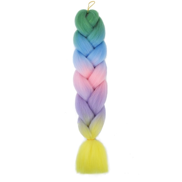 XmhyTop-A Extensiones de cabello sintético trenzado multicolor jumbo ombré de 60 cm, 3 piezas, perfectas para trenzas regulares y con giros DIY, E6