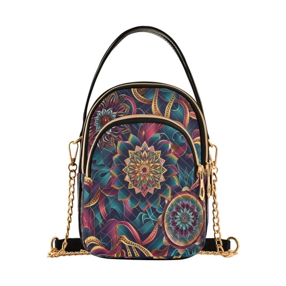ALAZA Chain Crossbody Bags for Women Mandala Ethnic Shoulder Handbag Phone Purse