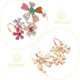 thumbnail image 2 of 2 Pair Colorful Rhinestone Flower Earrings Ear Cuffs Floral Statement Earrings For Women No Piercing For Weddings Parties And Daily Wear, 2 of 3