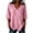 #171-Pink, variant on Craaazy Shirts for Women Three Quarter Sleeve Relaxed Fit Solid Color V Neck Cotton Linen Tees for Casual Summer Vacation