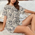 thumbnail image 4 of Fotbe Compass And Mountains In Bicycle Wheels Conjunto de Pijama Estampado para Mujer, 2 Piezas, Ropa de Dormir con Camiseta de Manga Corta y Shorts Suaves-XX-Large, 4 of 6
