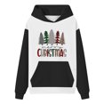 thumbnail image 4 of Color Block Hoodies for Women Loose Patchwork Cute Gnomes Print Hooded Sweatshirts Winter Holiday Sweaters, 4 of 4