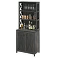 thumbnail image 4 of DEXTRUS Bar Cabinet with Glasses Holder, Tall Liquor Sideboard Buffet, Living Room, Dark Rustic Oak, 4 of 14