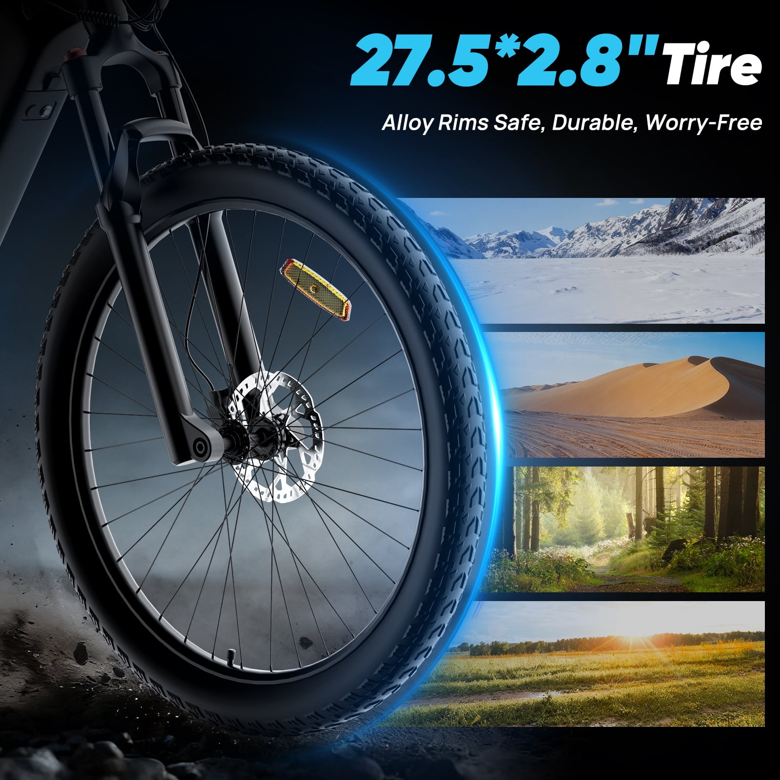 YVY Electric Bike for Adults, 48V 23AH,Up to 100 Miles,Peak 2000W Max 28MPH Electric Bicycle,27.5'' Tire 7 Speed Mountain Bike UL2849