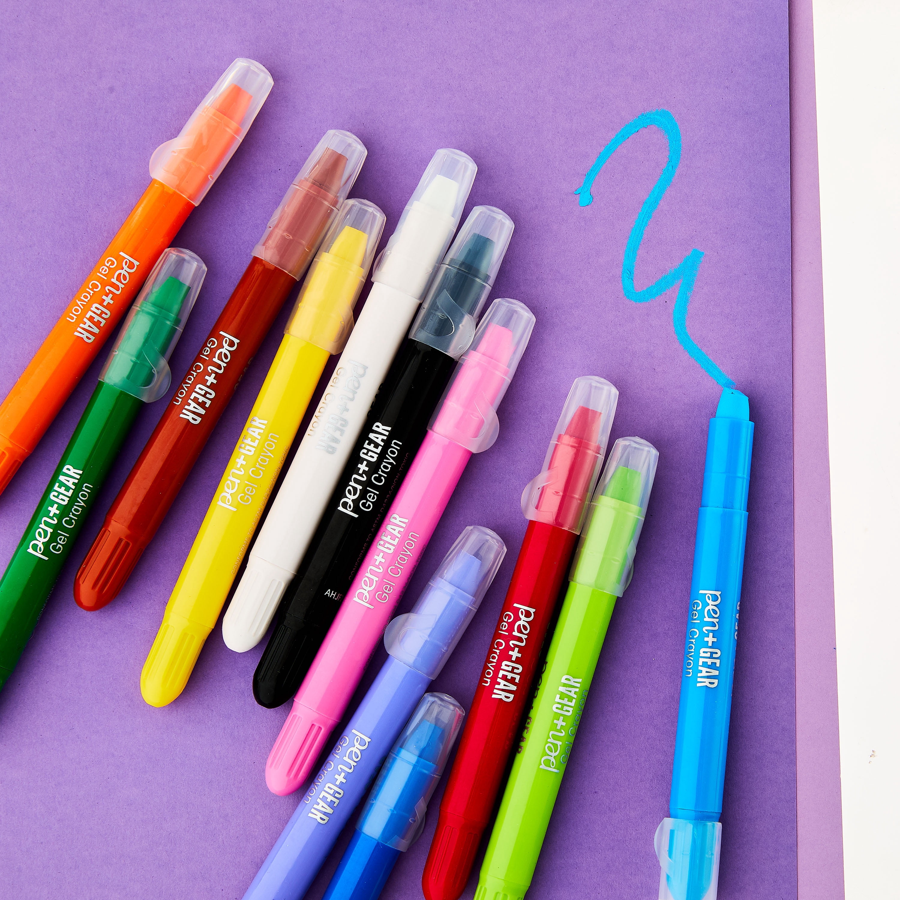Pen+Gear Assorted Color Washable Gel Crayons, 12 Count