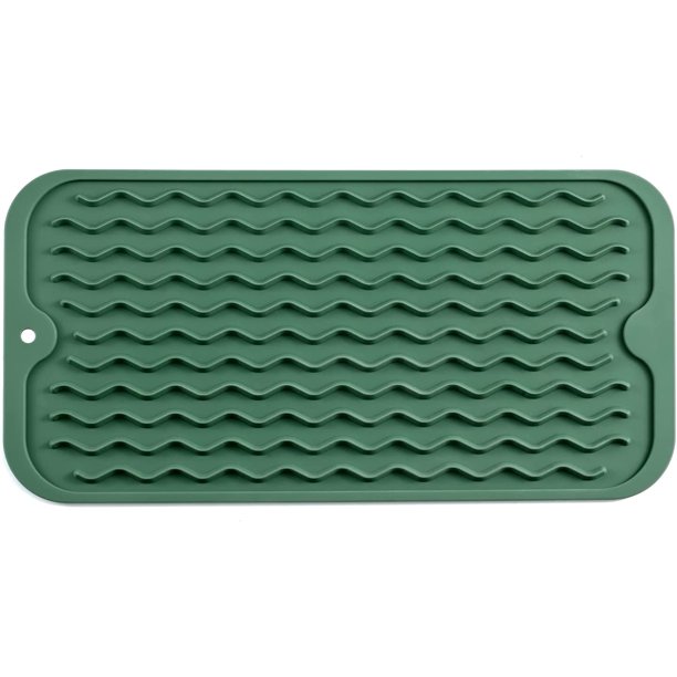 MicoYang Tapete de silicona para secar platos para múltiples usos, fácil de limpiar, ecológico, tapete de silicona resistente al calor para encimera o fregadero de cocina, refrigerador o revestimiento