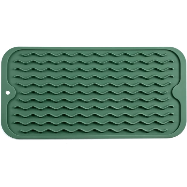 MicoYang Tapete de silicona para secar platos para múltiples usos, fácil de limpiar, ecológico, tapete de silicona resistente al calor para encimera o fregadero de cocina, refrigerador o revestimiento