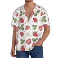 thumbnail image 3 of Vsdgher Strawberry Print Men's Wrinkle Free Untucked Cuban Shirt Business Casual Button Down Shirts Short Sleeve Shirt, 3 of 7