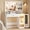 33.5"W-White, variant on Fanral Makeup Vanity Desk With Mirror And Lights,Glass Top Bedroom Vanity With Jewelry Organizer Cabinet & Charging Station & Hidden Compartment,White Vanity