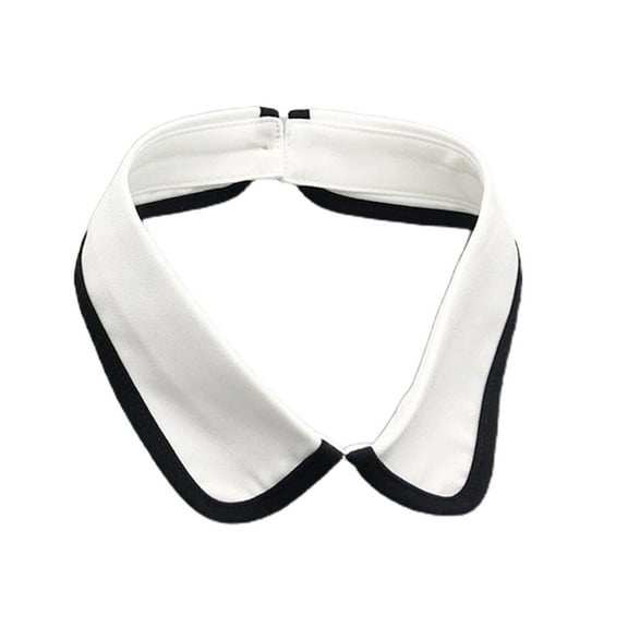 Necvior Women Contrast Color False Collar Vintage Elegant Black White Rounded Blouse Lapel Choker Necklace Button Detachable Dickey Tie Clothing Accessories