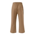 thumbnail image 5 of Seductiva Women's Wide Leg Pants Linen Pants Women Summer Wide Leg Capri Pants Drawstring Elastic Waist Pants High Waisted Pants Casual Beach Trousers Beach Pants Loose Fit, 5 of 5