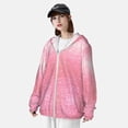 thumbnail image 3 of Daiia Sparkly Pink Glitter UPF 50+ Sun Protection Hoodie Jacket Lightweight Long Sleeve Sun Shirt for Women Men with Pocket Hiking Outdoor-, 3 of 7