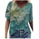 thumbnail image 2 of Fiudx Liquidación de Ofertas Flash Camiseta Holgada de Manga Corta con Cuello En V y Estampado Informal a La Moda para Mujer, 2 of 4