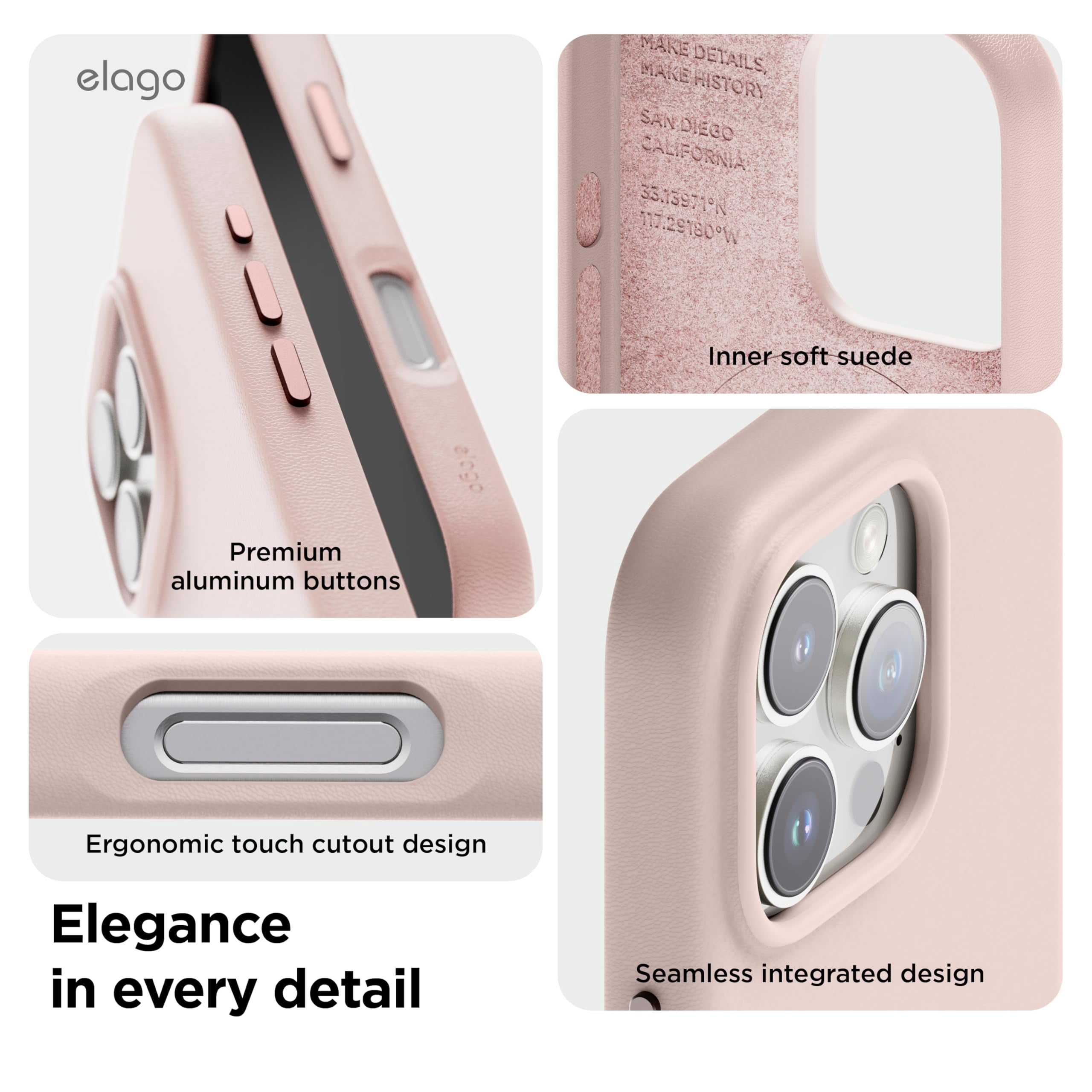 elago Magnetic Leather Case Compatible with iPhone 16 Pro Case, Compatible with All MagSafe Accessories, 6.3 inch - Built-in Magnets, Vegan Leather, Shockproof, Water-Resistant [Lovely Pink]