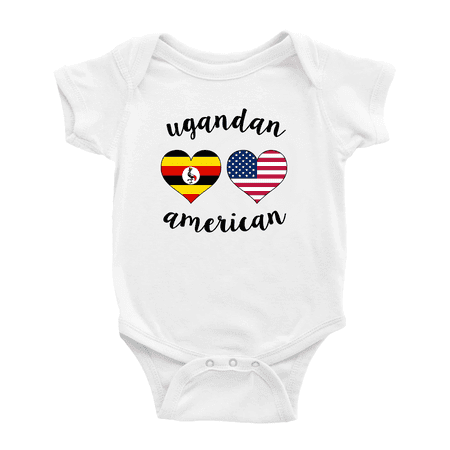 

Ugandan American Flag Two Hearts Baby Bodysuit Newborn Clothes Outfits (White 6-12 Months)