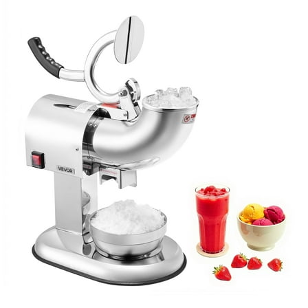 VEVOR Ice Crusher Machine, 440lbs Per Hour Electric 4 Blades Snow Cone Maker, All Stainless Steel Shaved Ice Machine with Bowl and Cover, 350W 1400RPM Ice-Shaver