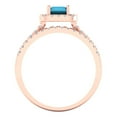 thumbnail image 4 of 1.57 ct Brilliant Emerald Cut Turquoise 18K Rose Gold Halo Solitaire with Accents Engagement Bridal Wedding Ring Band Set size 9, 4 of 7