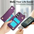 thumbnail image 4 of ELEHOLD Case for Samsung Galaxy A35, Magnetic Closure Kickstand Zipper Wallet Case with 3 Card Slots & Ring Holder,Shockproof RFID Blocking Phone Case,Darkpurple, 4 of 8