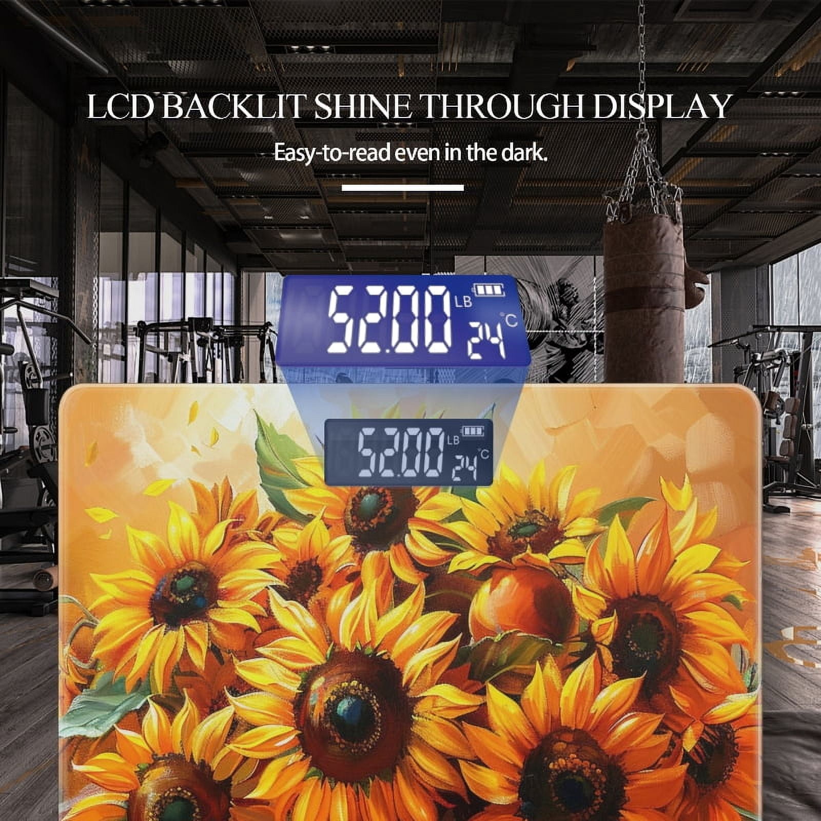 Bathroom Scale, Highly Accurate Digital Body Scale,Precisely Measures Weight up to 400 lbs-Bouquet Of Sunflowers In Elegant Vase