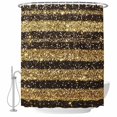thumbnail image 2 of Shower Curtains for Bathroom, Black Golden Striped Waterproof Fabric Shower Curtain, Luxury Farmhouse Stripes Decorative Bathroom Curtain for Bathtub, 72"x72", No Hooks Included, 2 of 9