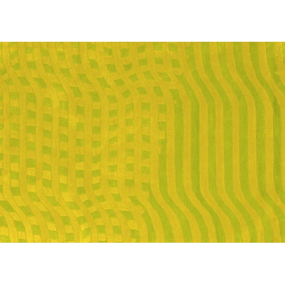 Ahgly Company Indoor Rectangle Abstract Yellow Contemporary Area Rugs, 4' x 6'