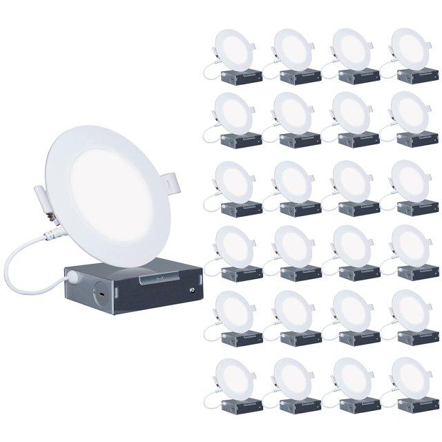 INFIBRITE 4 Inch 5000K Daylight 9W 750LM Thin LED Ceiling Light Kit, Dimmable, Wet Rated (24 Pack)