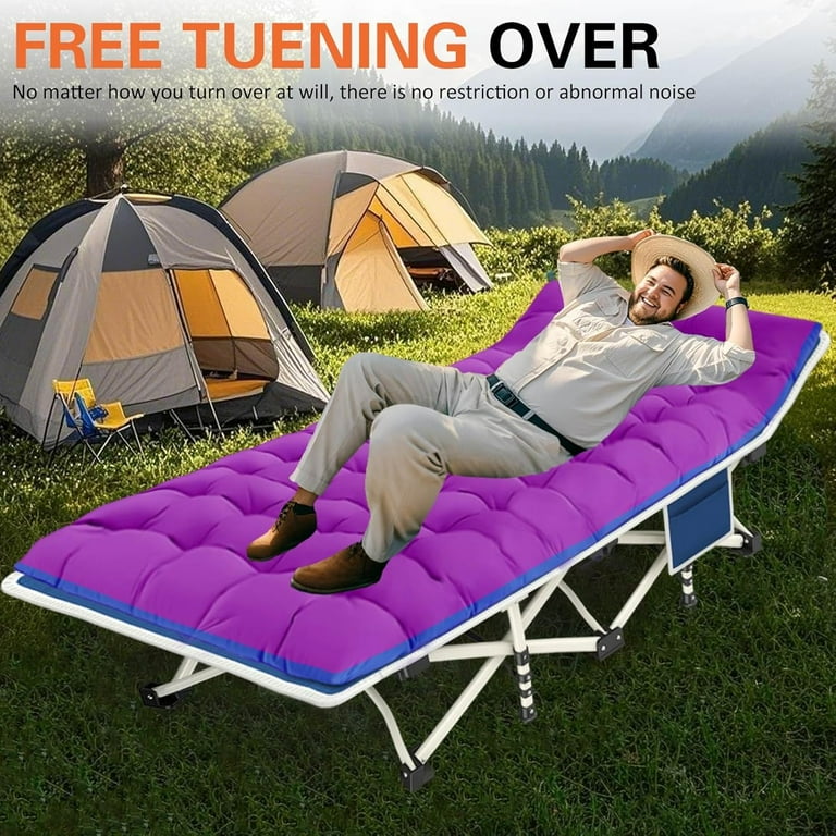 TONGWCamping Cot with Comfortable Mattress Cots for Sleeping with