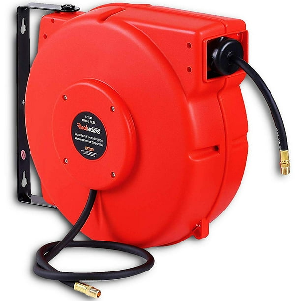 REELWORKS Plastic Retractable Air Compressor Hose Reel With Hybrid ...