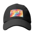 thumbnail image 4 of Baseball Cap Bent Eaves Design 6 Piece Cap Body Breathable Not Hot Plastic Cap Drag For Daily Travel Vacation Lightgrey Tie-Dye Background Vibrant Colors And Swirling Black, 4 of 8