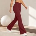 thumbnail image 6 of Yoga Pants for Women Flare Legs Foldover Stretch High Waisted Workout Athletic Pants 2_Wine S, 6 of 9