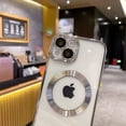 thumbnail image 3 of for iPhone 14 Case  Clear with Camera Lens Protector Full Protection MagSafe Electroplated Silicone Dust-Proof Net Shockproof Protective Case Cover 6.1 Inch - Silver, 3 of 14