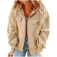 thumbnail image 5 of BiZtdJrK Womens Fleece Zip Up Jacket with Hooded Solid Color Long Sleeve Sweatshirt Jackets Casual Pockets Hoodies Coat Fall Clothes Best Sales Today Beige XXL, 5 of 9