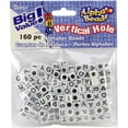 thumbnail image 2 of Alpha Bead Vertical Hole White Black 6Mm 160Pc, 2 of 2