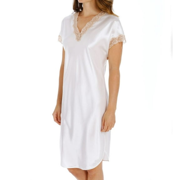 Women's Shadowline 4503 Charming Charmeuse Sleep Gown (Ivory S)