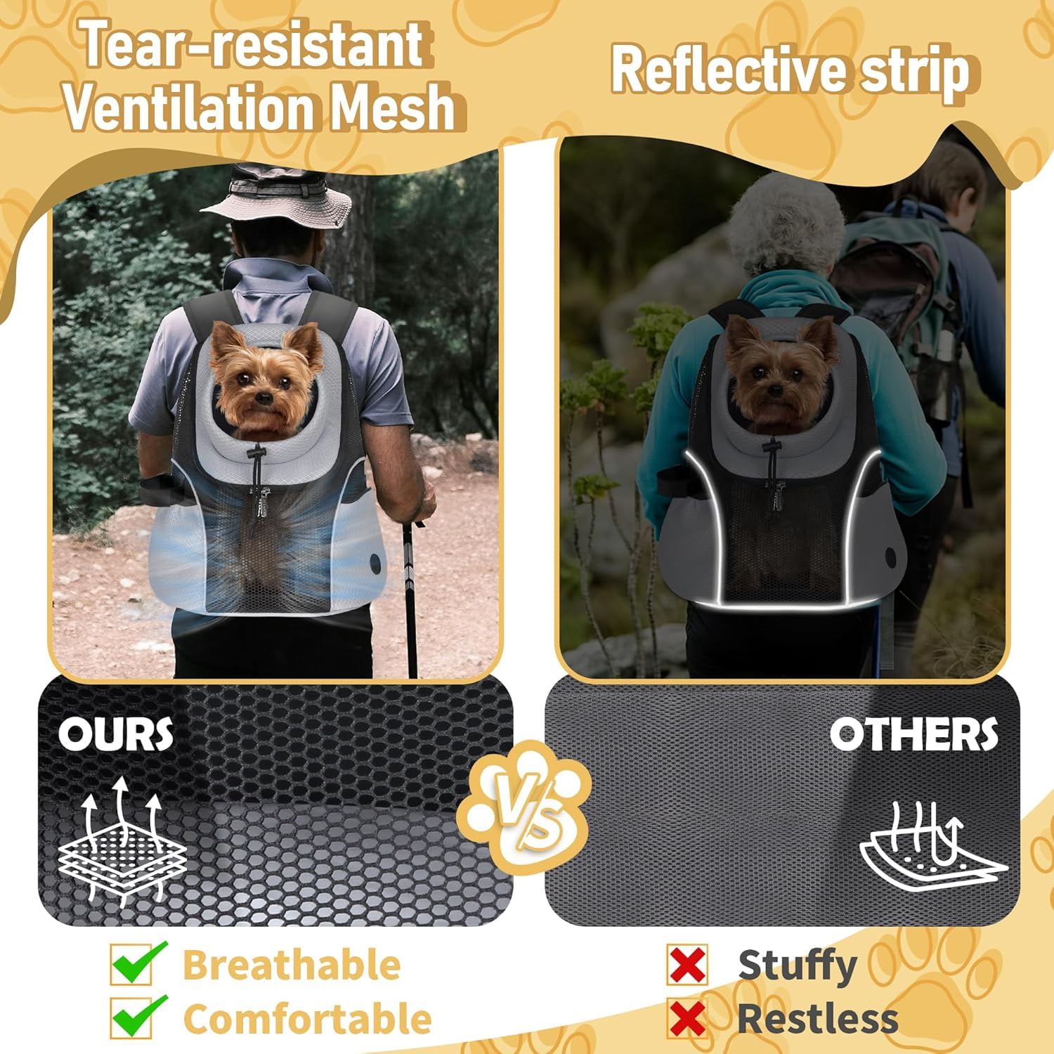 Pet Dog Carrier Backpack Small Dog Front Backpack Ventilated Mesh Dog Travel Back