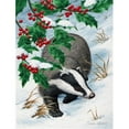 thumbnail image 1 of Badgers With Holly Berries Flag Garden Size, 1 of 1