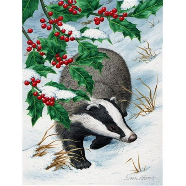 Badgers avec Drapeau de Baies de Houx Taille Jardin