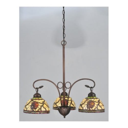 Meyda Tiffany 106291 Pinecone Dome 3 Light 28" Wide Chandelier - Bronze