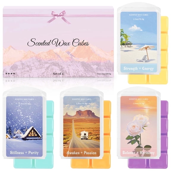 LA BELLEFEE Energy Healing Aromatherapy Wax Melts - 4 Packs | Recharge & Revitalize Scent with Essential Oils | Mood-Boosting Soy Wax Cubes for Warmers