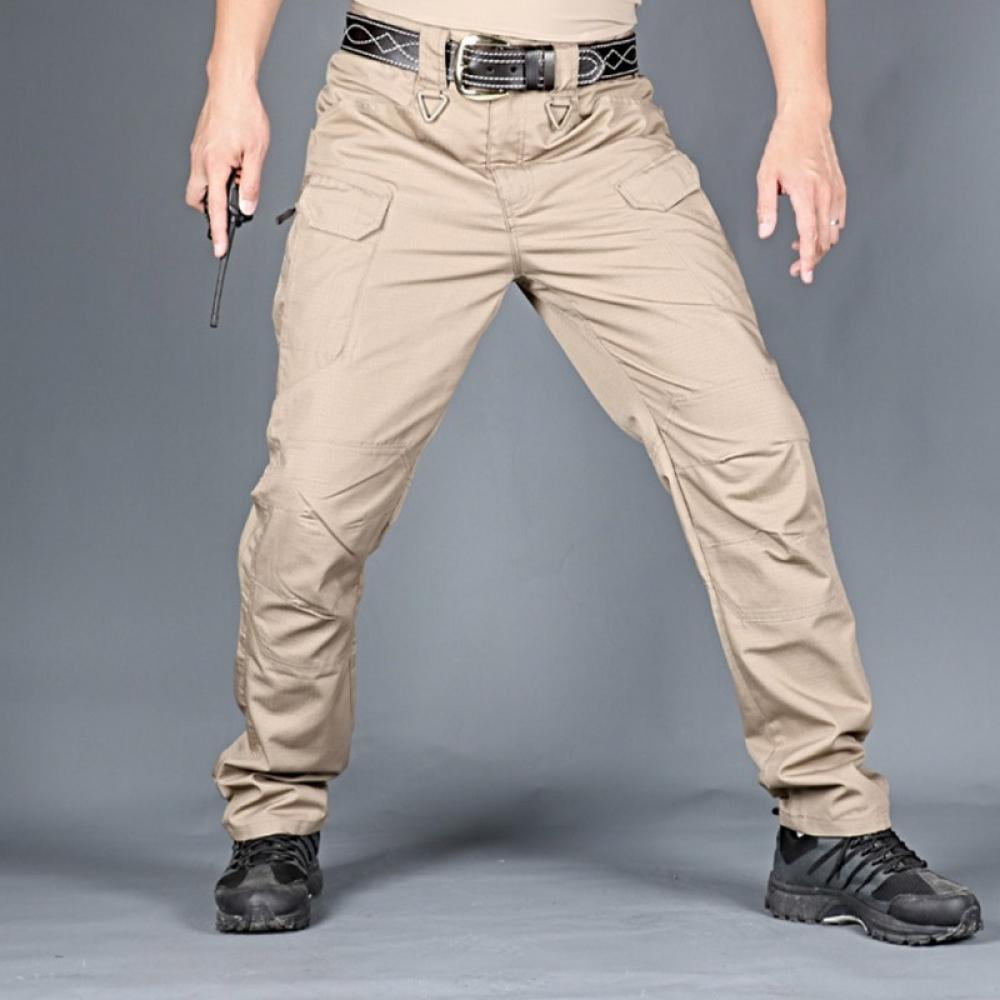 TACVASEN Mens Work Cargo Pants Tactical Military Cotton Outdoor Pants No Belt