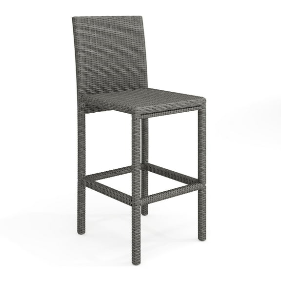 Martha Stewart Set of 2 Indoor-Outdoor Patio Bar Stools in Gray Rattan Wicker