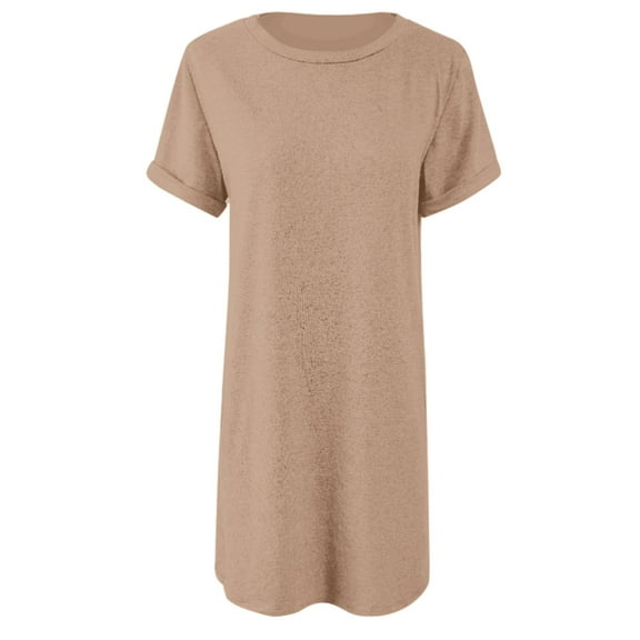 OSOLU Dresses Women Solid Color Irregular Tennis Short Sleeve Dress T-Shirt Tshirts Tee Skirt Cozy Sundress Wedding Guest Dress