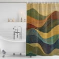 thumbnail image 2 of Shower Curtain Bathroom Set Mountain Abstract Geometric Waterproof Fabric Shower Curtains with Grommets&Hooks, Retro Style Privacy Bath Curtain for Bathtub 72x72in, 2 of 9