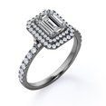 thumbnail image 4 of JeenMata Double Halo Setting - 1.75 Carat Emerald Cut - Pave Style Engagement Ring - 18K Black Gold Plating over Silver, 4 of 6