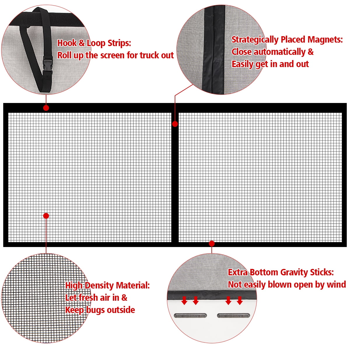 Butizone Garage Door Screen for 1 Car Garage Doors, 16x7FT Reinforced Fiberglass Magnetic Single Garage Screen Door with High Energy Magnets