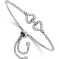 thumbnail image 1 of Sterling Silver Rhodium-Plated Cz Linked Hearts Adjustable Bracelet (Width 9.95) - Jbsp, 1 of 5