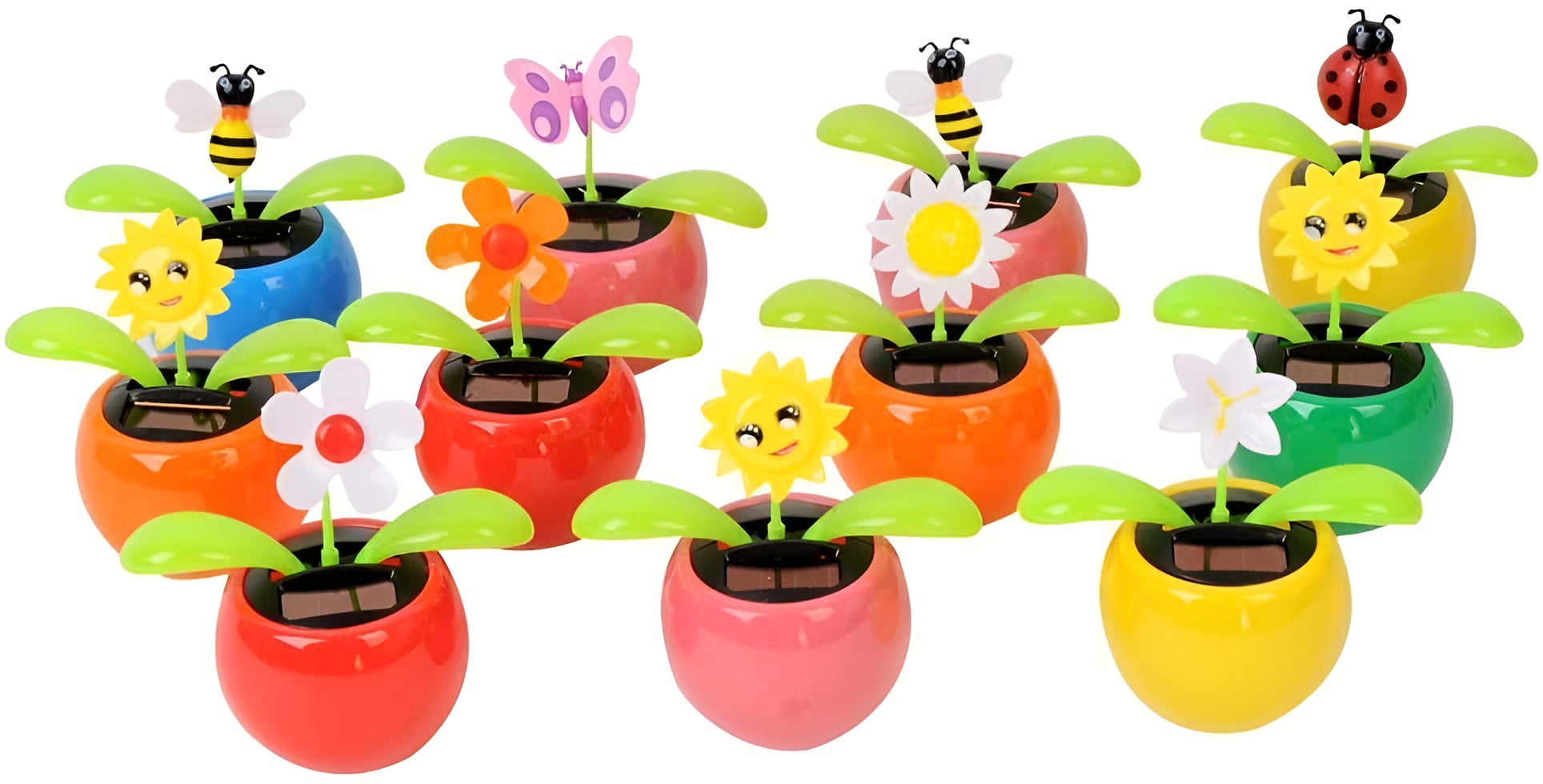 5 Solar Powered Dancing Flowers, Assorted Colors, No Water