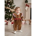 thumbnail image 4 of Rovasas Christmas Infant Baby Girl Romper Gingerbread Man Crew Neck Ruffle Long Sleeve Contrast Color Fall Jumpsuit, 4 of 9