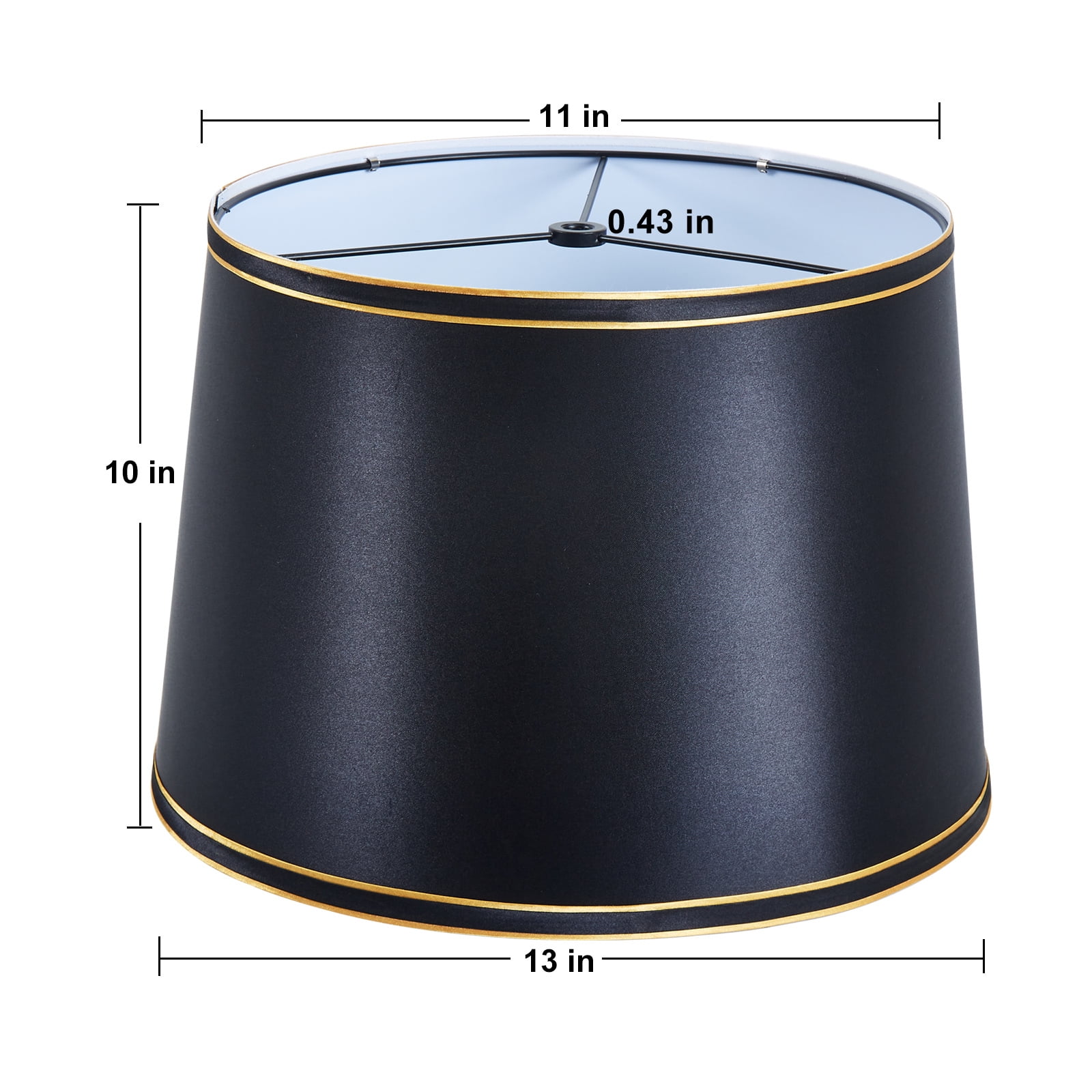 NATYSWAN Black Drum Lamp Shades Set of 2,Modern Linen Lampshade for Table Lamp Floor Lamp,13*10in